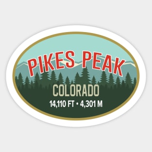 Pikes Peak Colorado Retro Mountain Oval Sticker